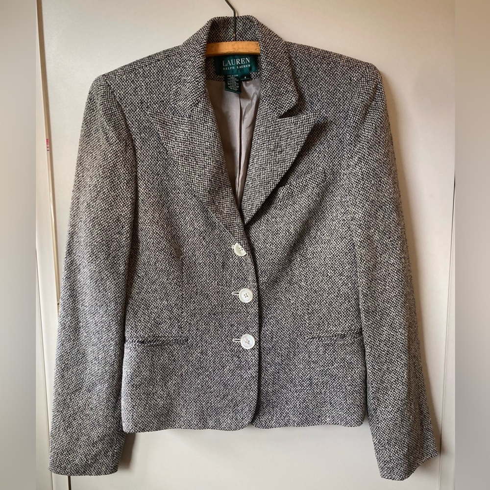 Lauren Ralph Lauren Black and White Women's Silk Blazer